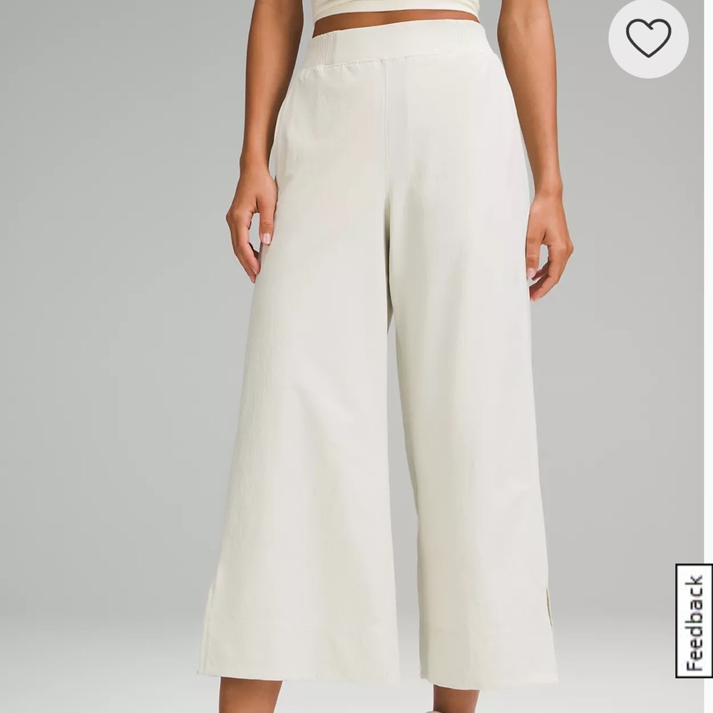 lululemon stretch woven high-rise wide-leg cropped pant beige